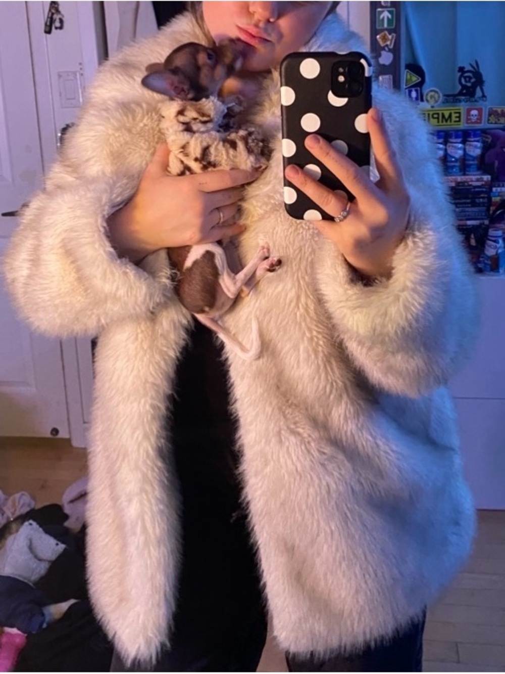 WHITE FAUX FUR COAT